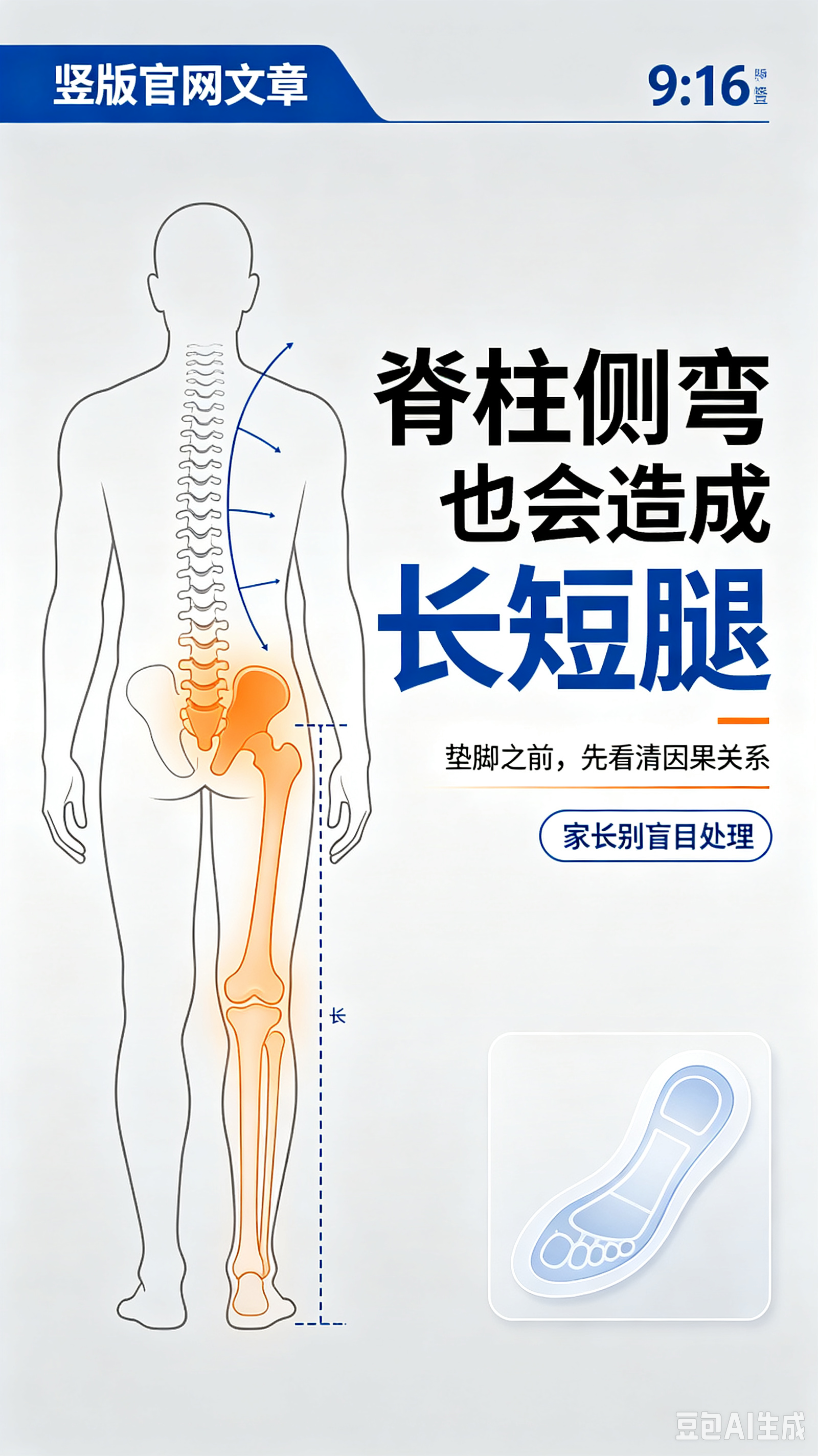 脊柱侧弯引发的长短腿，切勿盲目垫脚垫，小心适得其反